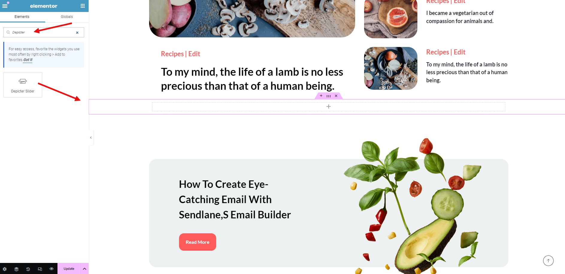 Adding Depicters' widget to the page