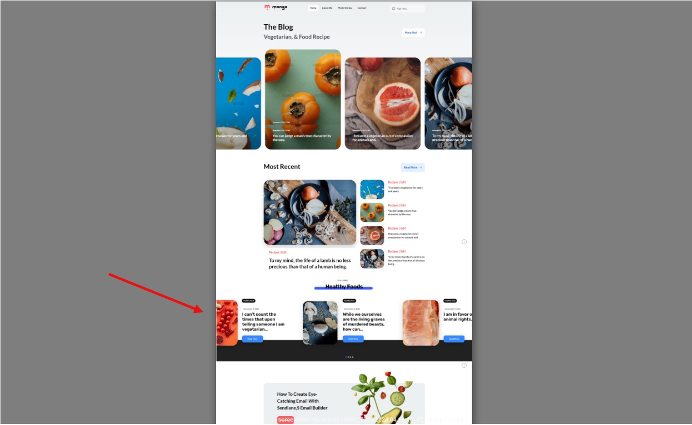The final result of adding a custom post slider to the page