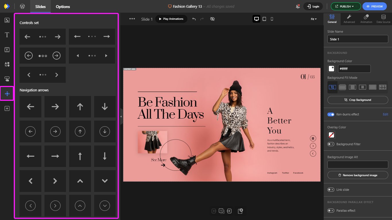 depicter WordPress slider navigation